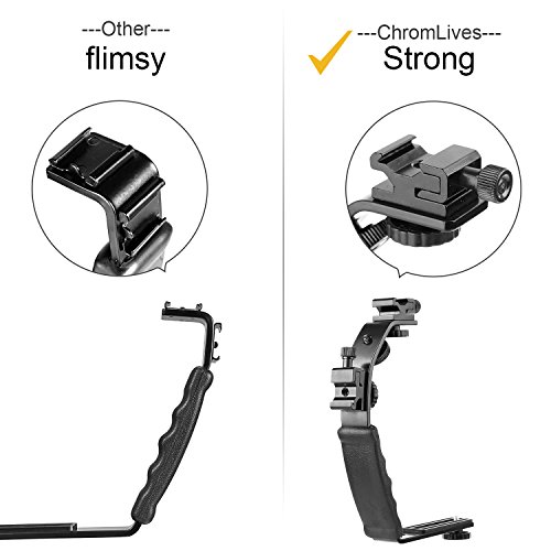 image for ChromLives Camera L Bracket Mount Video Grip L-Bracket with Dual Flash