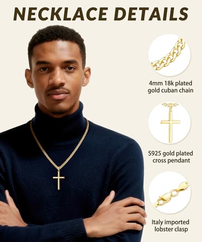 Fasongo 18K Plated Gold Big Cross Necklace for Men Women - image 3