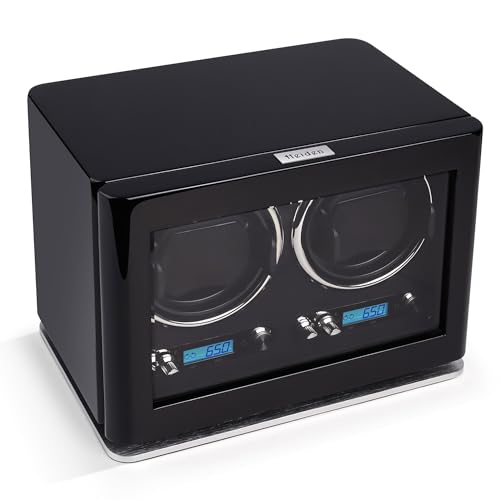 Heiden Double Watch Winder - Direct Drive Brushless Motor, LCD Digital Controls - Zero Magnetization, 100+ Setting Combination, Ultra Quiet Nova 2 Watch Winder for Automatic Watches Such as Rolex