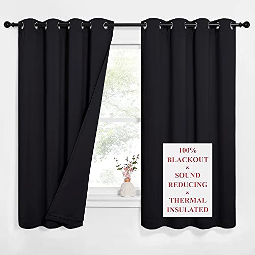 NICETOWN Sound Blocking Black Out Curtains for Nursery Bedroom, Full Blackout Noise Preventing Thermal Insulated Drapes, Noise Barrier Privacy Panels