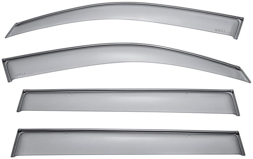 WellVisors Window Visors Wind Deflectors Compatible with Toyota Highlander 2008-2013 with Black Trim Rain Guards 3-847TY030