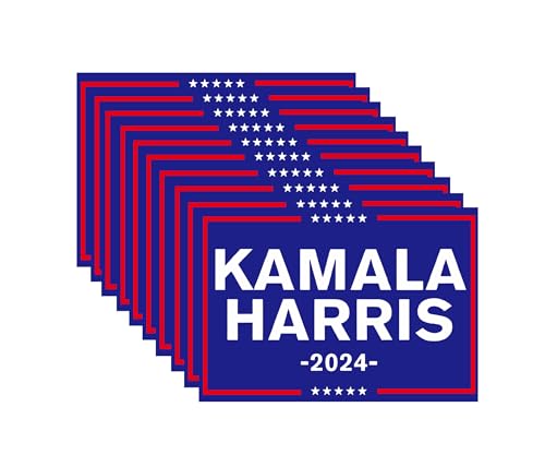 Image of 10 Pack Kamala Harris for President Car Sticker - 5 x 3.5 Inches - Presidential Campaign Vinyl Decal Bumper Sticker, Political Support, Waterproof, Ideal for Cars, Laptops, Window (Harris 2024 Blue)