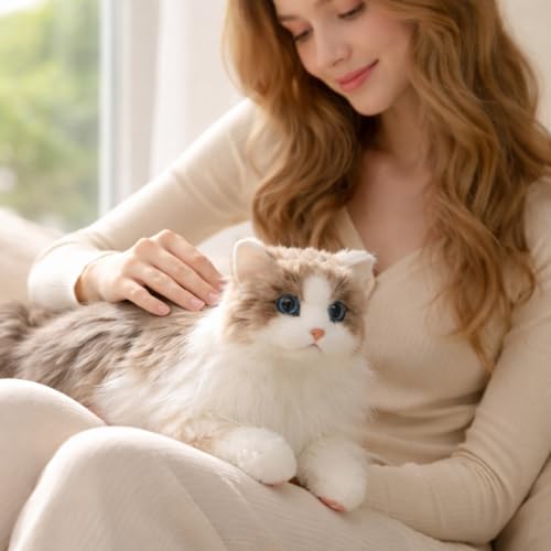 Peluche chat Ragdoll réaliste : doudou doux yeux bleus et cadeau - 3