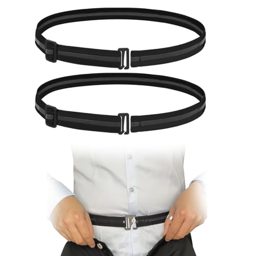 SwirlColor Hemdhalter Herren, 2 Stück Rutschfeste Verstellbare Hemd Bleiben Gürtel Elastische Tuck Gürtel für Ordentlichen Look für Business Office Hochzeit