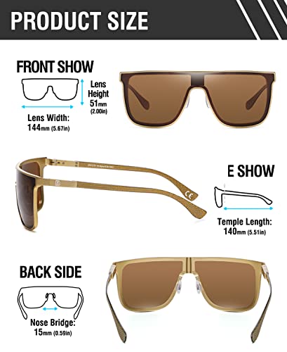 Image of DUCO Trendy Square Sunglasses for Men Women Flat Top Shield Shades Oversized Carbon Fiber Polarized Sun Glasses DC8209
