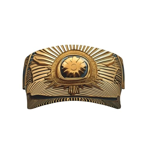 CNFOGDCON Sun Old Egyptian Timeless Grace Print transpirable vacía parte superior visera solar cola de caballo protección UV para mujeres hombres golf tenis al aire libre negro