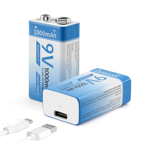 heixxow 9V Rechargeable Batteries 2 Pack
