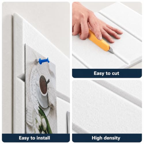 Image of Quiet Canvas Parallel Pinboard, 1x1 ft, Pack of 6, 50 PushPins, (White)