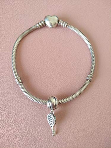 Fans Of Volleyball Bead Charm 925 Sterling Silver Sport Bead Fit Original Bracelet (Tennis Racket & Ball) #TOP4