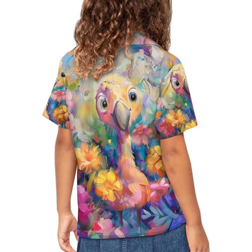Image of PinUp Angel Funky Casual Hawaiian Shirt Kids Boys Girls Art Oil Painting Animal Pattern Short Sleeve Unisex Beach Shirt