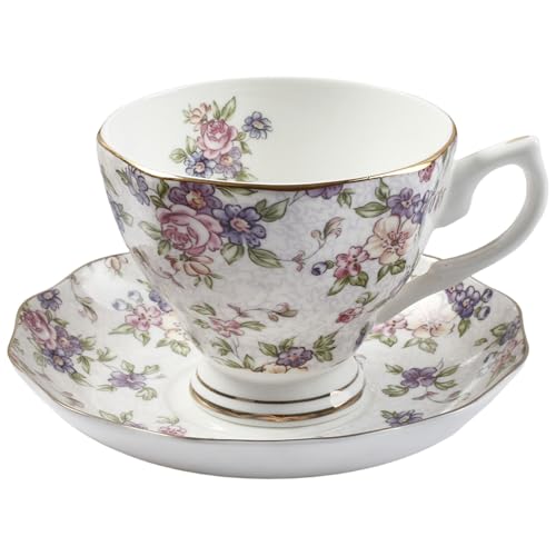 Grtheenumb Juegos de té para Adultos, Juego de té de Porcelana de Hueso, Elegante Taza y platillo Floral, práctica vajilla de Comedor para Cocina casera Grtheenumb Juegos de té para Adultos, Juego de té de Porcelana de Hueso, Elegante Taza y platillo Floral, práctica vajilla de Comedor para Cocina casera