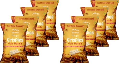 Image of Khari Foods Oats Crispies, Masala Flavoured Chips, No Palm Oil, No Maida, Oats Goodness, Fibre Rich, Zero Cholestrol, Gluten Free Vegan Snacks (50g x 4 Combo) (Pack of 2)
