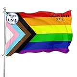 Progress Pride Rainbow LGBTQ Flag 3x5 Double Sided- Inclusive Progressive Flags Heavy Duty Polyester