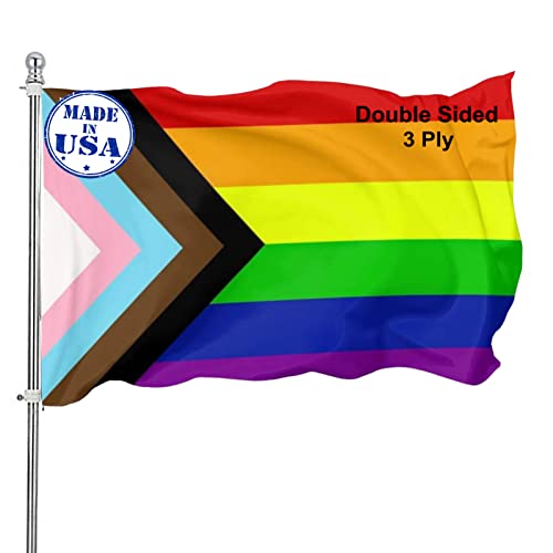 Progress Pride Rainbow Lgbtq Flag 3X5 Double Sided- Inclusive Progressive Flags Heavy Duty Polyester For Gay Pride Lesbian Transgender Bisexual Lgbtq #TOP9