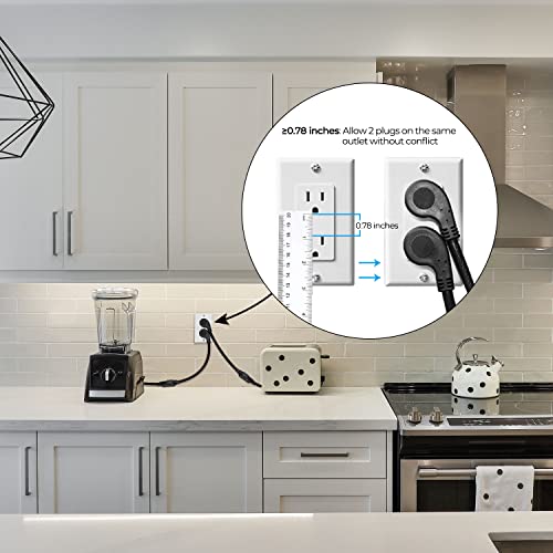 FIRMERST 1875W Low Profile Flat Plug 1ft Extension Cord 14AWG 15A White