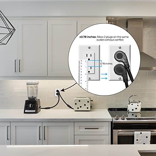 Image of FIRMERST 1875W 15A Flat Plug Extension Cord 6 Feet 14 AWG Black Pack of 2, UL Listed