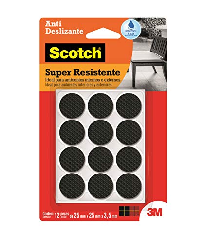 Scotch, 3M, Protetor Antideslizante, Redondo, Preto, Médio, 12 unidades