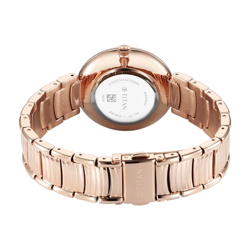 Image of Titan Aura Quartz Analog Rose Gold Dial Rose Gold Stainless Steel Strap Watch for Women-95240WM01