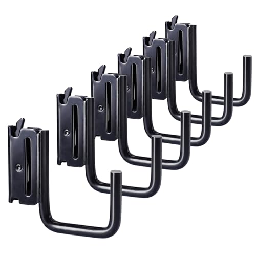 MorScan 6 Pack 2 E Track J Hooks Heavy Duty Black Steel E-Track Tie Down Accessories for Box Truck Enclosed Trailer Garage Vans Warehouse Workshop