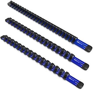 Olsa Tools Drive Aluminum Socket Organizer | Professional Quality Socket Holder | 1/2-Inch, 3/8-Inch & 1/4-Inch (Blue)