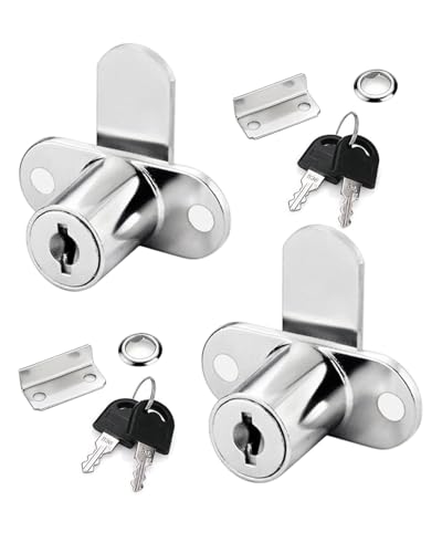 XIUXLI Nockenschloss mit Schlüssel gleich, Sicherheit Schrankschloss Möbelschloß Aufschraubschloss Schubladenschloss Möbelschloss für Möbel Schrank Briefkasten Schublade Haushalt Büro (Silber)