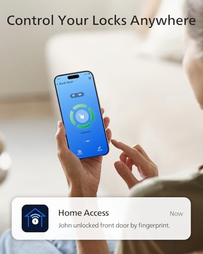 Wi-Fi Smart Door Lock, Keyless Entry Door Lock with App Control,Fingerprint ID,Auto Lock,Keypad Deadbolt with Wi-Fi Bridge Adaptor,Smart Locks for Front Door-Matte Black