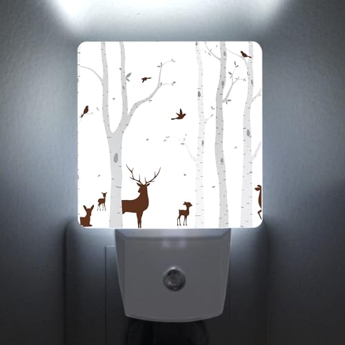 Image of Night Light Plug-in Dusk to Dawn Smart Sensor White Led Nightlight for Bedroom Bathroom Kitchen Hallway Stairs Energy Efficient Decor Desk Lamp