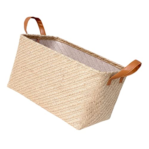 Cabilock 1 Cesta De Almacenamiento De Lino Tejido Cubo De Basura Para Cocina Contenedores De Almacenamiento Marinos Cestas De Lino Para Aperitivos Cesta Tejida Plegable Multiusos