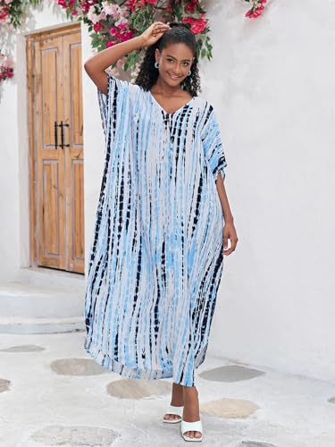 Image of Kaftan Dresses for Women Plus Size Bathing Suit Cover up Caftan Maxi Beach Dresses