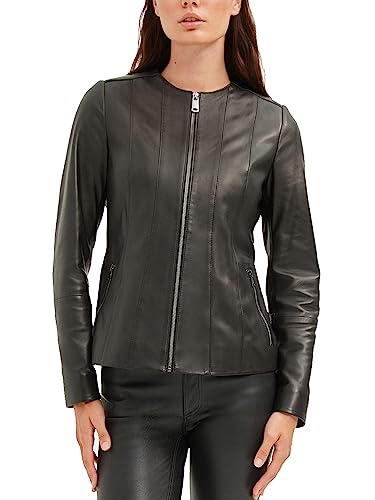 Bigardini Women's Genuine Lambskin Leather Jacket - Collarless