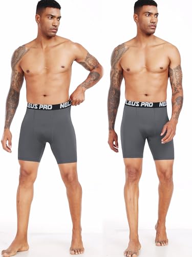 NELEUS 3 or 6 Pack Compression Shorts for Men Spandex Sport Shorts Running Athletic Workout Performance Baselayer Underwear3