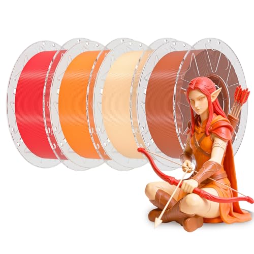 Creality 3D Printer RFID Filament Bundle, Hyper PLA Filament 1.75mm for 3D Printing, Hyper PLA RFID Filament No-Tangling High Precision, 1KG(2.2 lbs) Spool (Red+Orange+Skin+Brown)