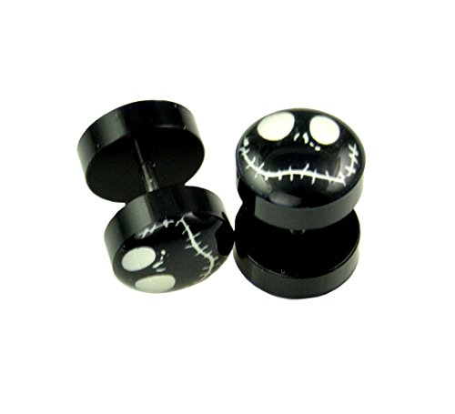 Fake Ear Plugs Black"Nightmare Before Christmas" 16G-10mm(00G) 2pcs