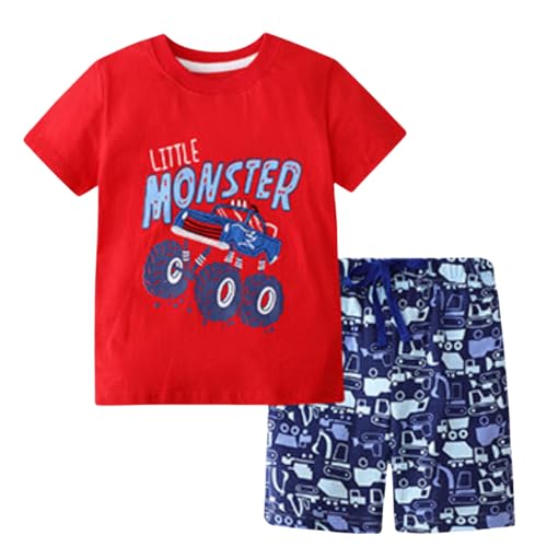 Image of Boy Shorts Sets Dinosaur Animal Print Shirt Summer Outfits Set 2pcs Casual Clothes