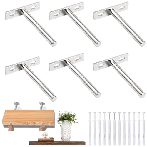 Tkxjry 6 Piezas Soportes Invisibles de Soporte de Flotante Oculta,12.8cm Soportes de Estantería Flotante Invisible,Soportes EstanteríA Invisible,con Tornillos,para Estanterías y Decoraciones de Pared