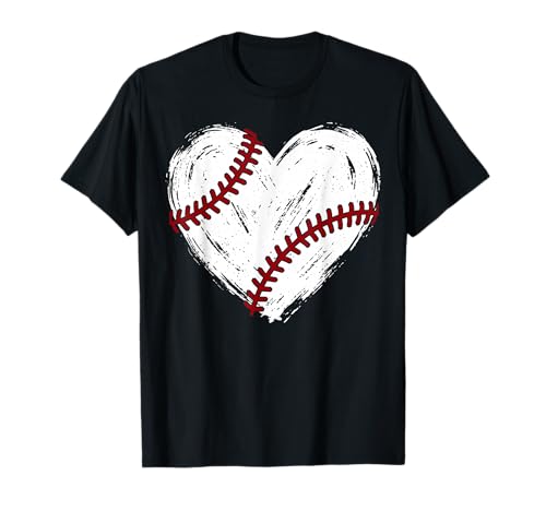Baseball Distressed Heart Baseball Season Men Women Kids T-Shirt
