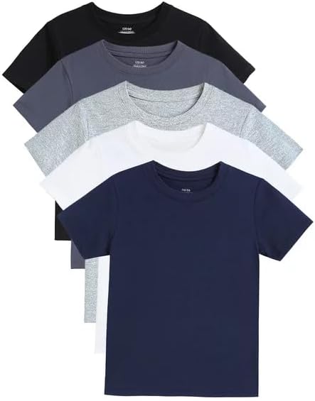 Gihuo 5 Pack Boys Tshirts Short Sleeve Shirts for Boys Cotton T-Shirts Kids Tees Clothes Summer Tops