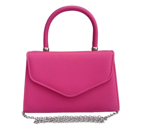 LeahWard Women's Faux Leather Clutch Bag,Top Handle Wedding Handbags (Fuchsia)