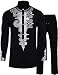 African Clothes for Men African man Clothes Men wear Traditional Pattern Print Shirt Casual Long Sleeve Button Down Shirts Luxury Printed Dashiki and Bottom Pattern Suits Sheik Outfits Black Silver