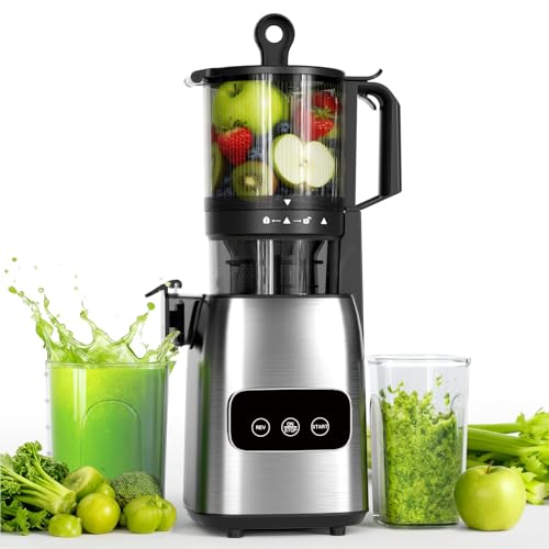 Image of Kndko Cold Press Juicer, Juicer Machines with 5.4 inch Large Feed Chute for Whole Vegetables & Fruits, Professional Slow Masticating juicer with Large Auger, Self Feeding, High Juice Yield, Easy to Clean