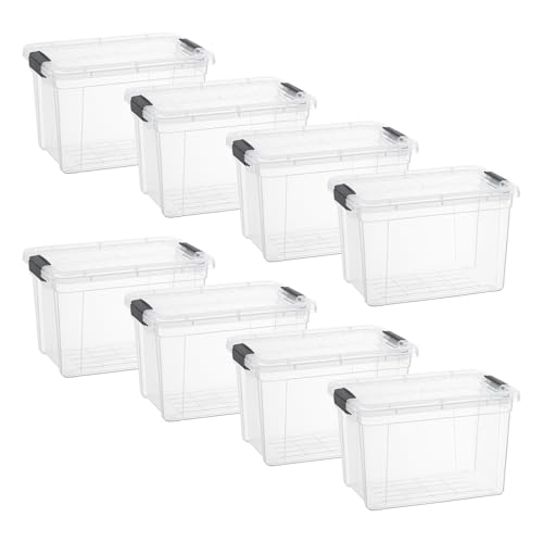 Superio 8.7 Quart Clear Plastic Storage Boxes with Lids, Stackable Organizer Containers, BPA-Free Storage Bins for Home, Office, School & Dorm, 8 Pack