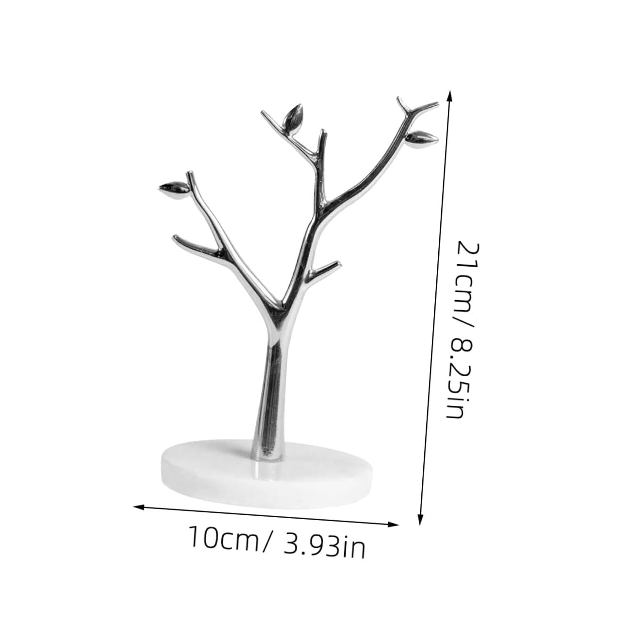 ibasenice Organizador de Joyas Soporte para Pendientes y Collares Bandeja Creativa Forma de Árbol de Mármol y Metal Plata para Uso Personal y Comercial