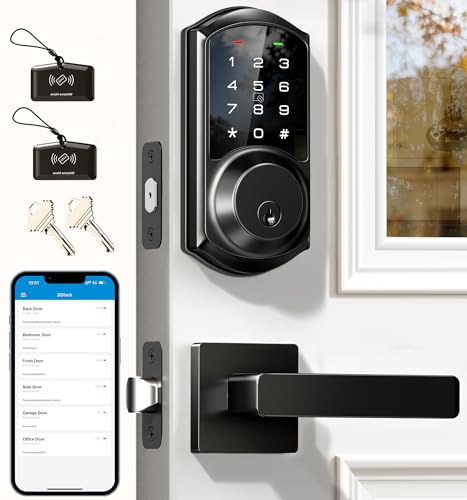 VEISE AMZ Veise VE06-L Smart Deadbolt Lock with 2 Lever Handle Set, Matte Black