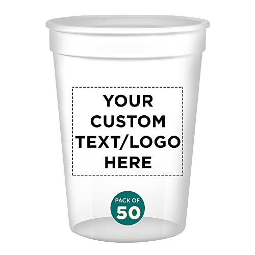 Custom Disposable Plastic Cups 12 oz. Set of 50, Personalized