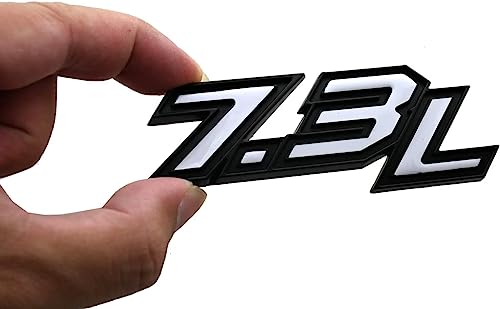 Image of 2pcs New 7.3L Emblems 3D Turbo Diesel Side Badge Nameplate Logo (White)