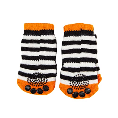 Talking Tables Halloween Dog Costume - 4 Pumpkin Anti-Slip Dog Socks with Rubber Pads for Pets Paws Orange - Image 2