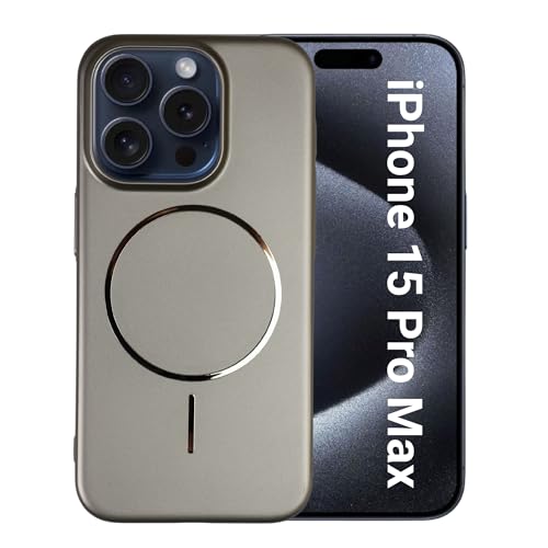 Image of AIBEX Ultra-Thin Mag-Saf Back Cover Case Compatible with iPhone 15 Pro Max| Slim Fit Scratch-Resistant Matte |Magnetic Wireless Charging | Microfibre Lining |Camera Protection (PC Material) - Titanium
