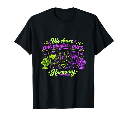 Neon Retro Parejas Lista de reproducción Harmony Design Camiseta