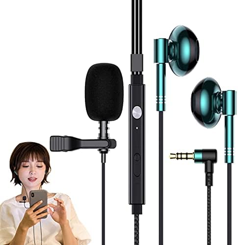 Lavalier Microphone Headset - Noise-Isolating Wired Earphones - Half In-ear Earphones with Dual Mic Easy Clip- Lavalier Mic for Audio Video Recording