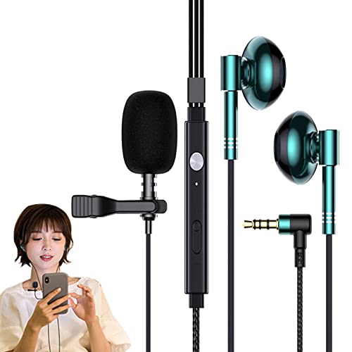 Lavalier Microphone Headset - Noise-Isolating Wired Earphones - Half In-ear Earphones with Dual Mic Easy Clip- Lavalier Mic for Audio Video Recording